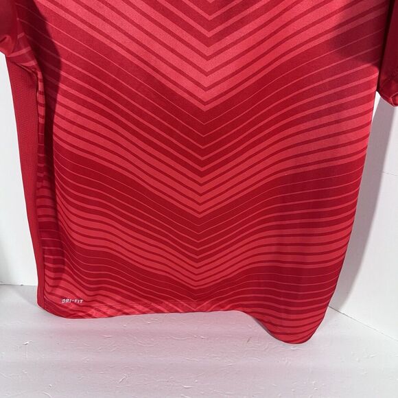 Nike Soccer Dri Fit Short Sleeve Red Striped T-Shirt Men's Size XL - Picture 3 of 6